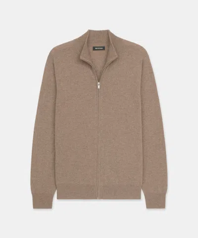 Naadam Signature Cashmere Full Zip Sweater In Brown Sugar
