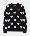 Naadam Signature Cashmere Heart Crewneck Sweater In Black Combo