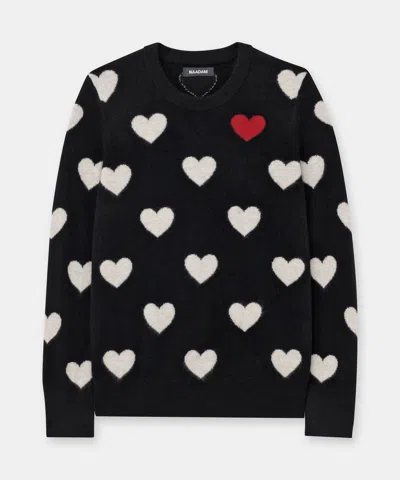 Naadam Signature Cashmere Heart Crewneck Sweater In Black Combo