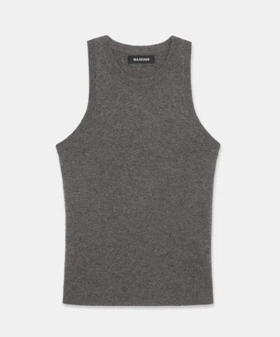 Naadam Signature Cashmere High Neck Tank In Granite