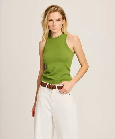 Naadam Signature Cashmere High Neck Tank In Green