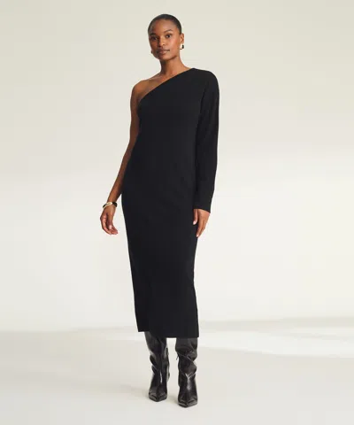 Naadam Signature Cashmere One Shoulder Dress In Black