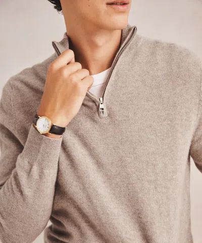 Naadam Signature Cashmere Quarter Zip In Brown