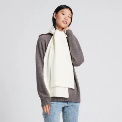 Naadam Signature Cashmere Ribbed Scarf In White