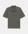Naadam Signature Cashmere Short Sleeve Button Down In Dusty Olive
