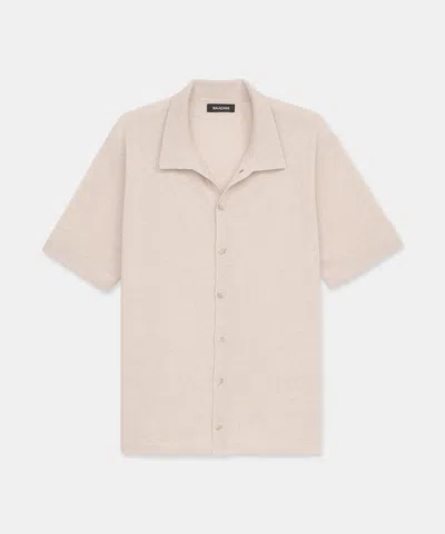 Naadam Signature Cashmere Short Sleeve Button Down In Light Sand