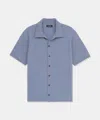 Naadam Signature Cashmere Short Sleeve Button Down In Medium Blue