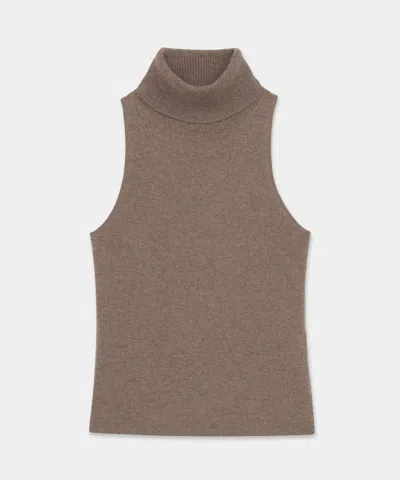 Naadam Signature Cashmere Sleeveless Turtleneck In Brown Sugar