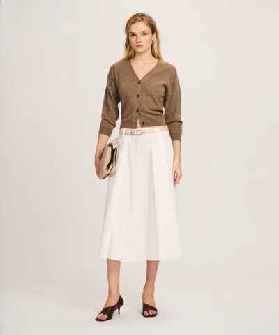 Naadam Signature Cashmere Three-quarter Sleeve Cardigan In Brown