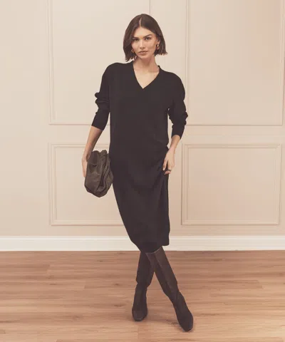 Naadam Signature Cashmere V-neck Dress In Black