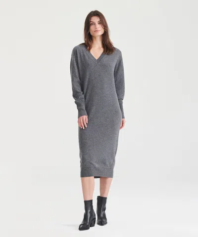 Naadam Signature Cashmere V-neck Dress In Gray
