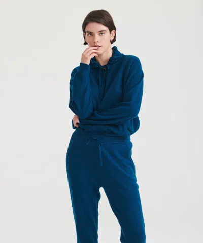 Naadam Signature Cashmere Zip Up Hoodie In Peacock Blue