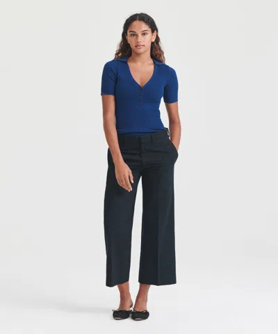 Naadam Silk Cashmere Short Sleeve Polo In Royal Blue