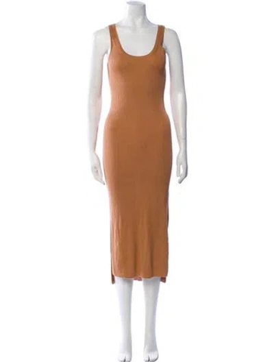 Pre-owned Naadam Silk Long Dress In Brown