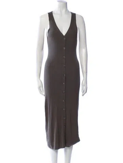 Pre-owned Naadam Silk Long Dress In Gray