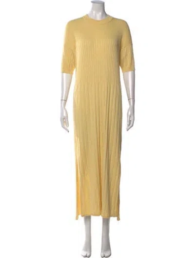 Pre-owned Naadam Silk Long Dress In Yellow