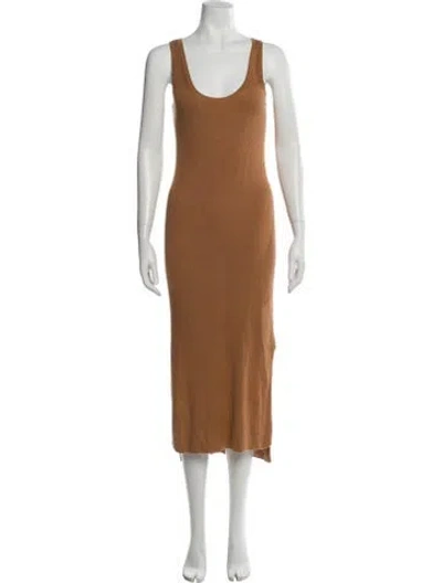 Pre-owned Naadam Silk Midi Length Dress In Brown