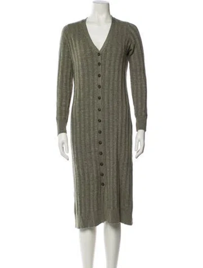 Pre-owned Naadam Silk Midi Length Dress In Green