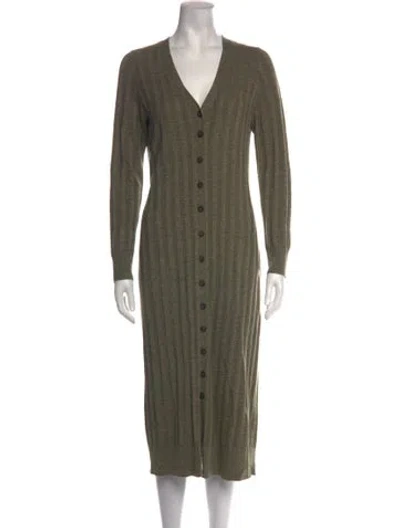 Pre-owned Naadam Silk Midi Length Dress In Green