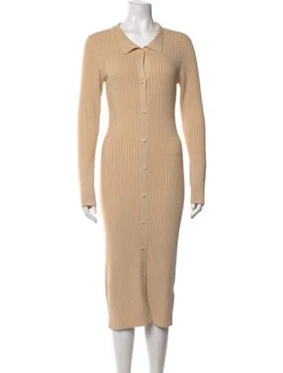 Pre-owned Naadam Silk Midi Length Dress In Neutrals