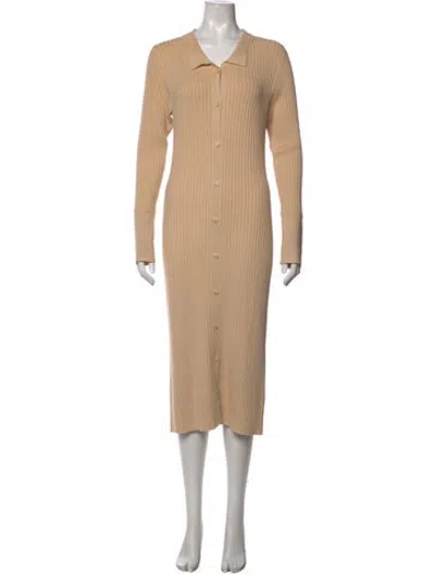 Pre-owned Naadam Silk Midi Length Dress In Neutrals
