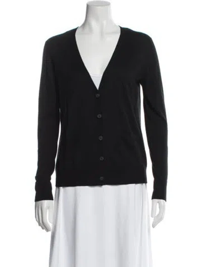 Pre-owned Naadam Silk V-neck Sweater In Black