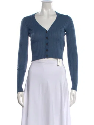 Pre-owned Naadam Silk V-neck Sweater In Blue