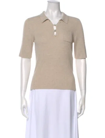 Pre-owned Naadam Silk V-neck Sweater In Neutral