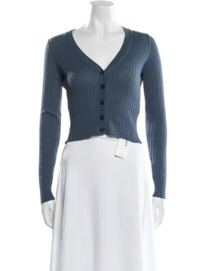 Pre-owned Naadam Silk V-neck Sweater W/ Tags In Blue