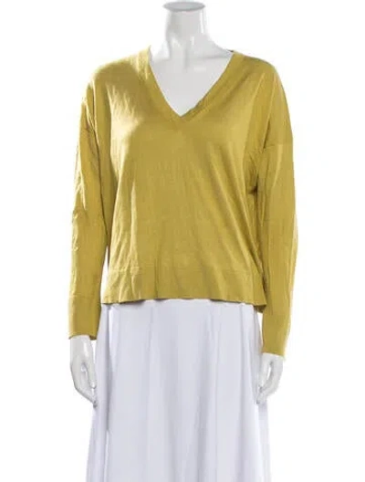Pre-owned Naadam Silk V-neck Sweater In Yellow