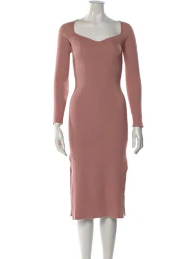 Pre-owned Naadam Square Neckline Midi Length Dress In Pink