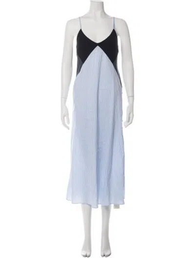 Pre-owned Naadam Striped Midi Length Dress W/ Tags In Blue