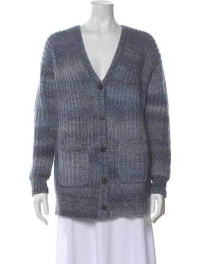 Pre-owned Naadam Striped V-neck Sweater In Blue