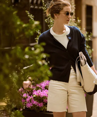 Naadam Super Fine Cashmere Classic Cardigan In Blue