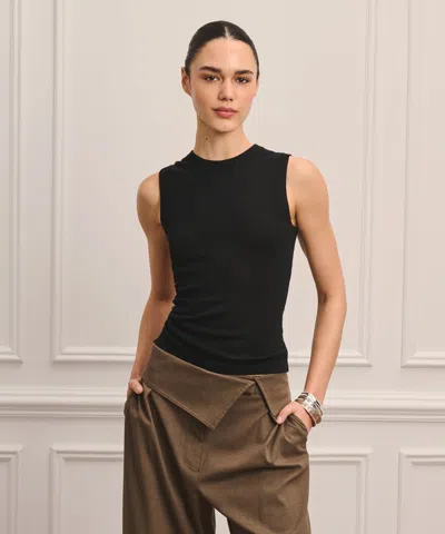 Naadam Super Fine Cashmere High Neck Tank In Black