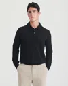 Naadam Super Fine Cashmere Long Sleeve Polo In Black
