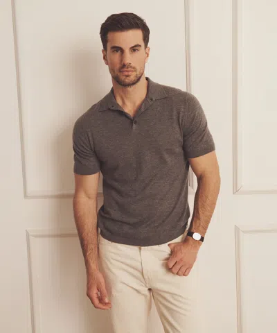 Naadam Super Fine Cashmere Short Sleeve Polo In Brown