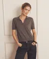 Naadam Super Fine Cashmere Short Sleeve Polo In Brown