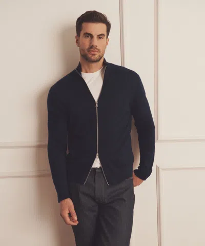 Naadam Super Fine Cashmere Zip Up In Blue
