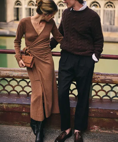 Naadam Super Luxe Cashmere Cable Crewneck In Brown