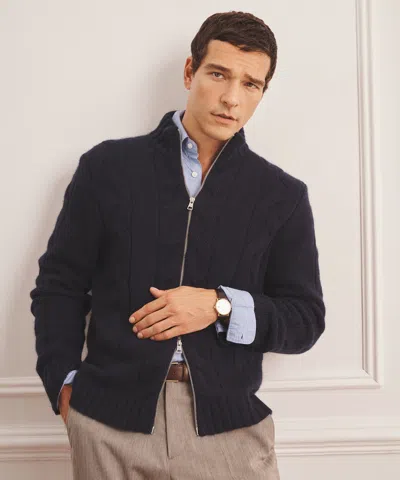 Naadam Super Luxe Cashmere Cable Full Zip Sweater In Black