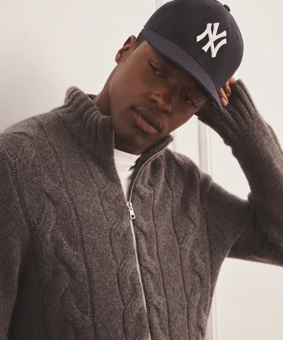 Naadam Super Luxe Cashmere Cable Full Zip Sweater In Brown