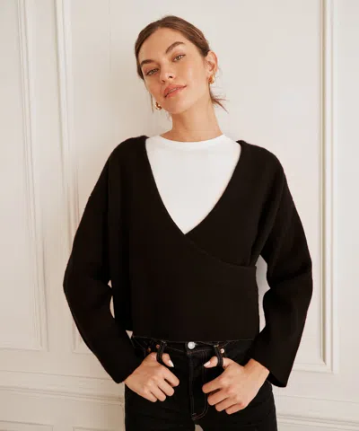 Naadam Super Luxe Cashmere Crossover Sweater In Black