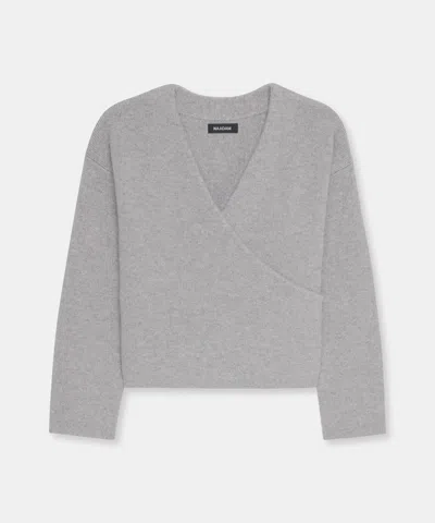 Naadam Super Luxe Cashmere Crossover Sweater In Gray