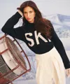 Naadam Super Luxe Cashmere Ski Crewneck Sweater In Black