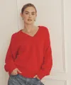 Naadam Super Luxe Cashmere V-neck Sweater In Firecracker Red