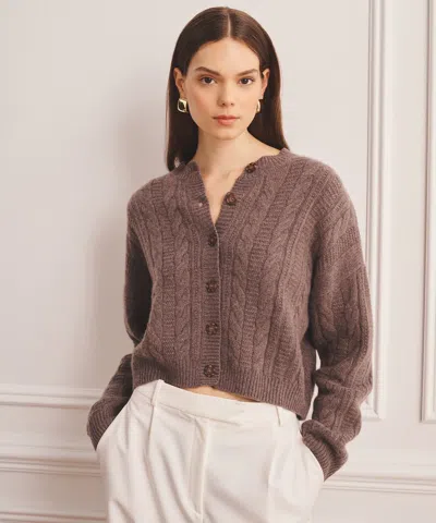 Naadam Super Luxe Cashmino Cable Cardigan In Brown
