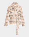 Naadam Super Luxe Plaid Jacquard Wrap Coat In Brown
