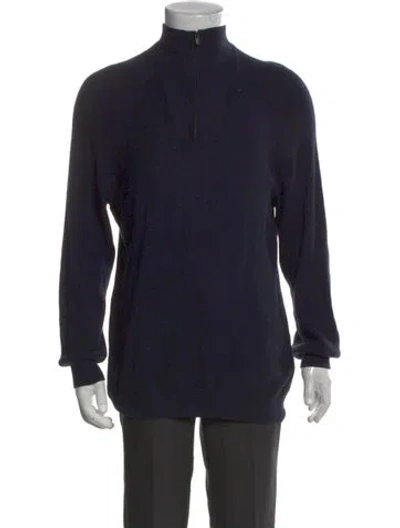 Pre-owned Naadam Turtleneck Long Sleeve Polo Sweater In Blue