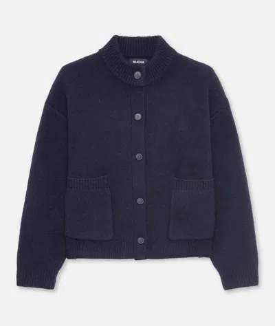 Naadam Ultra Luxe Cashmere High Neck Cardigan In Blue